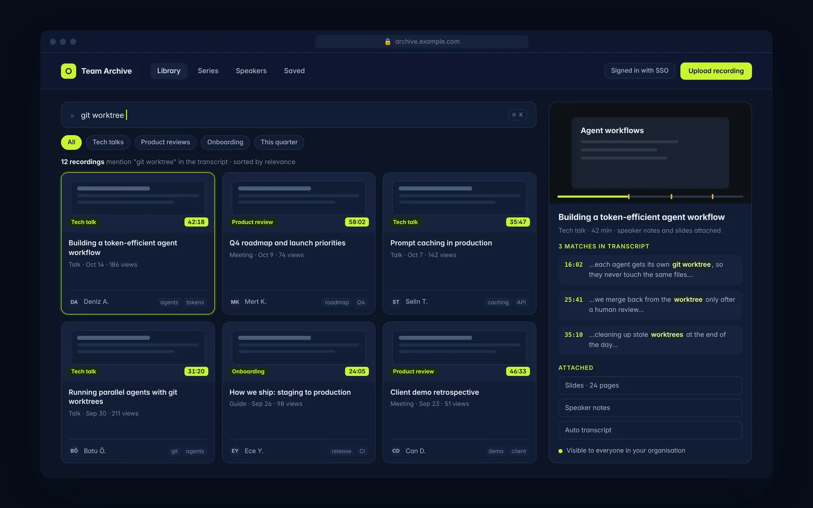 Screenshot of Internal Knowledge Archive
