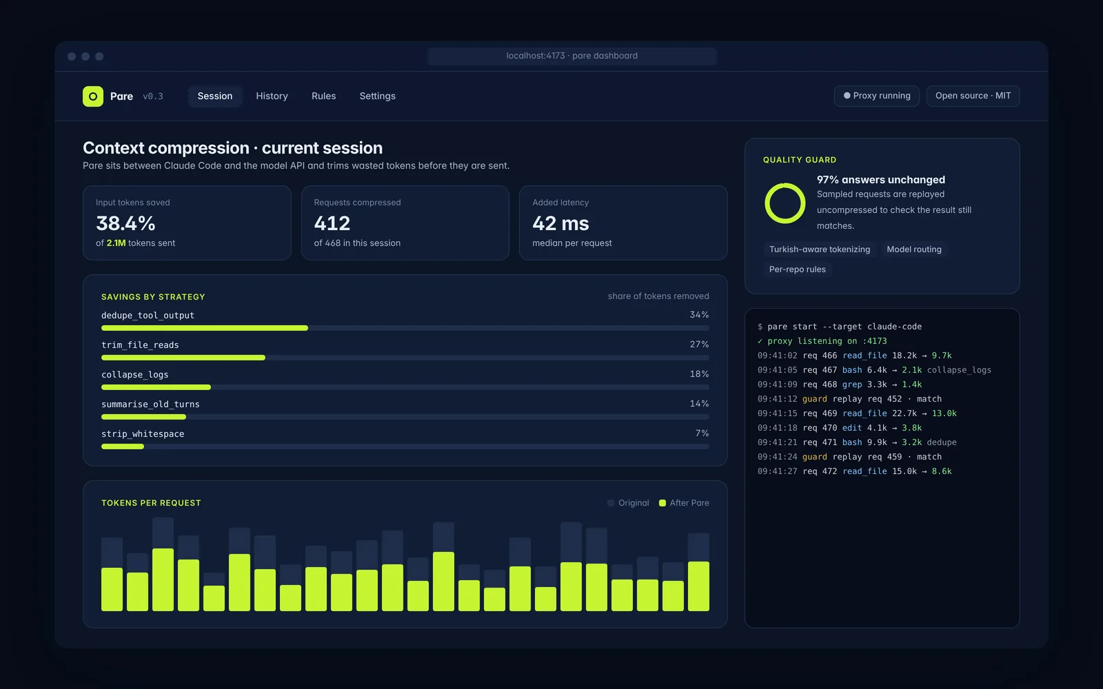 Screenshot of Pare