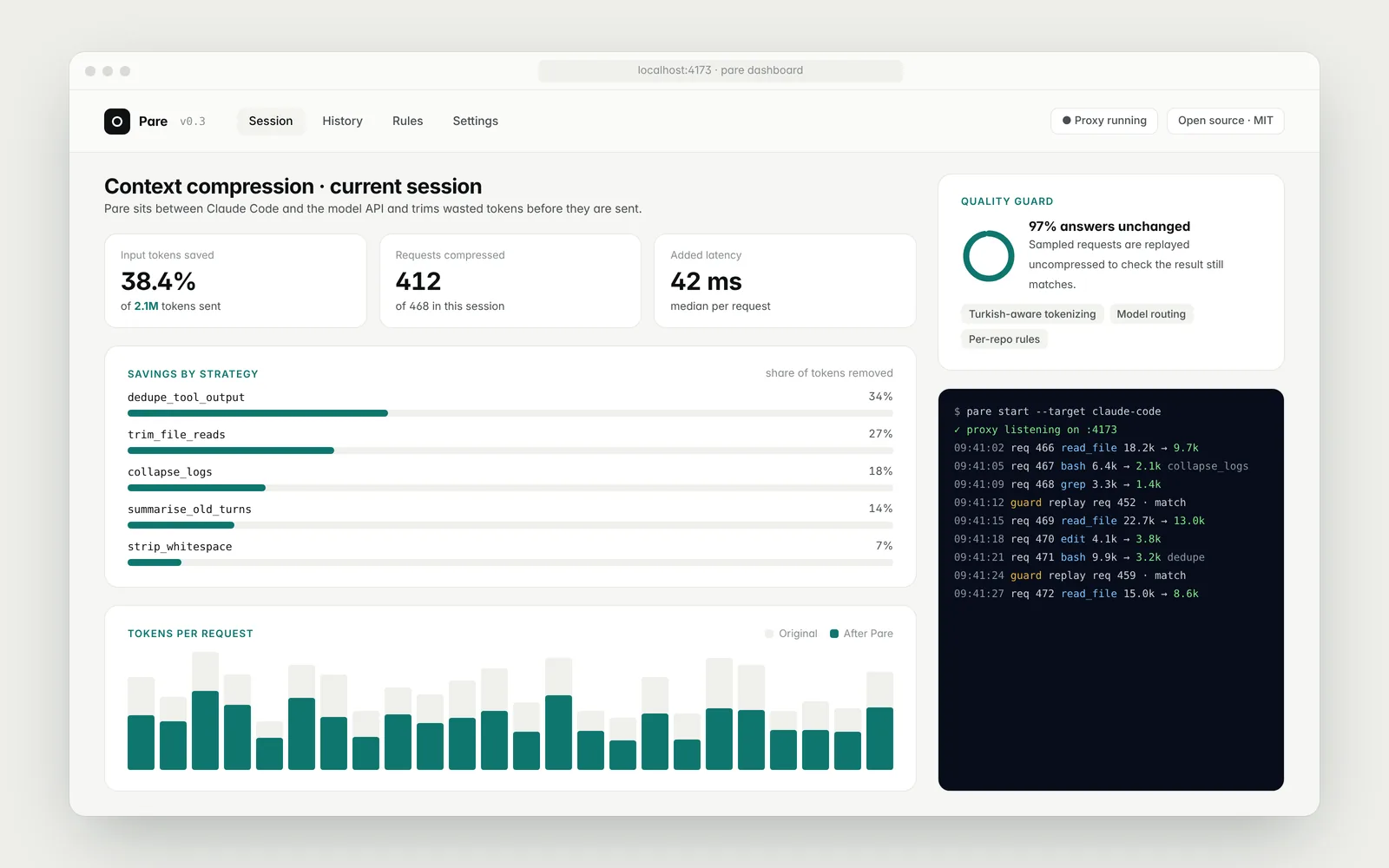 Screenshot of Pare