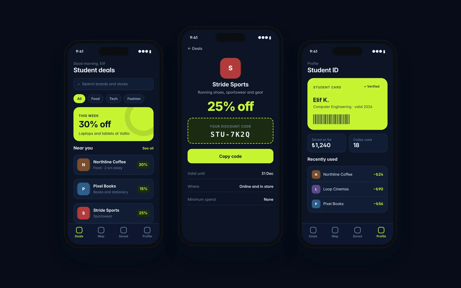 Screenshot of Student Discount App
