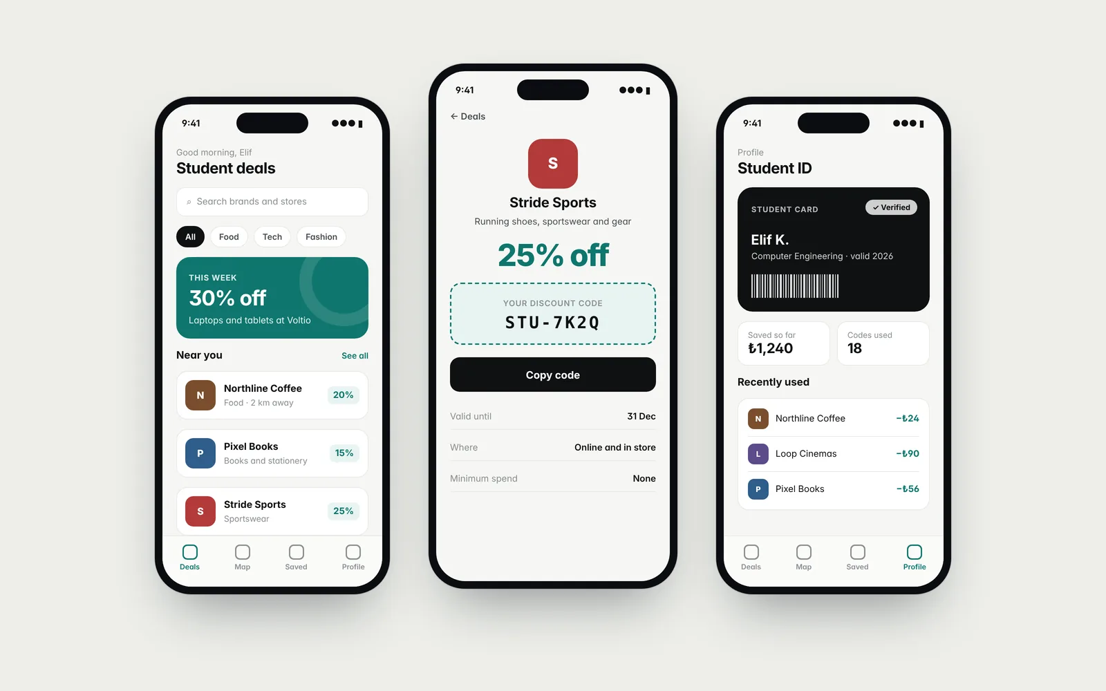 Screenshot of Student Discount App