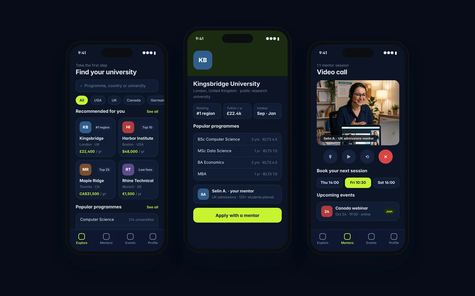 Screenshot of Study-Abroad Discovery App