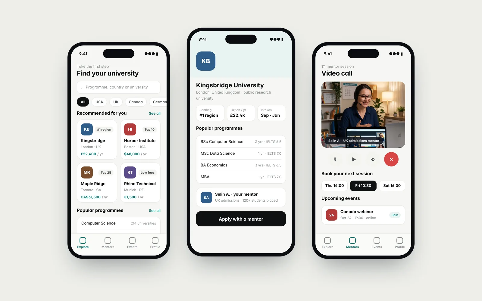 Screenshot of Study-Abroad Discovery App